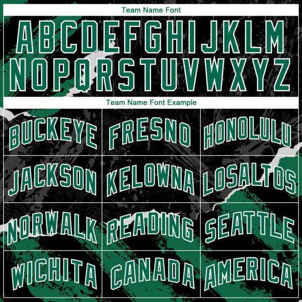 Custom Black Kelly Green-White 3D Pattern Design Torn Paper Style Authentic Basketball Jersey - Image 3
