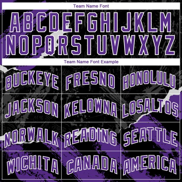 Custom Black Purple-White 3D Pattern Design Torn Paper Style Authentic Basketball Jersey - Image 3
