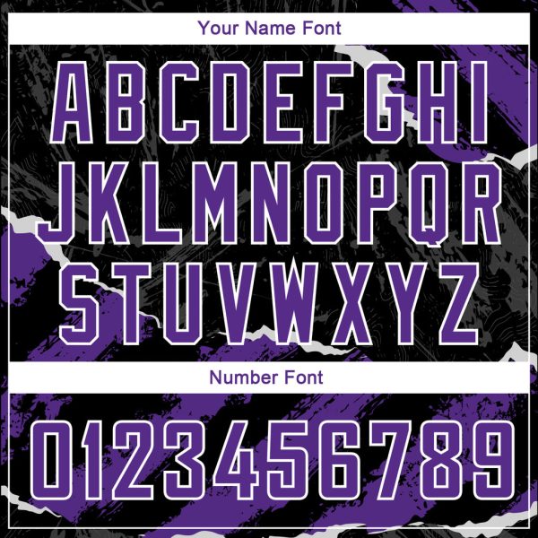 Custom Black Purple-White 3D Pattern Design Torn Paper Style Authentic Basketball Jersey - Image 4