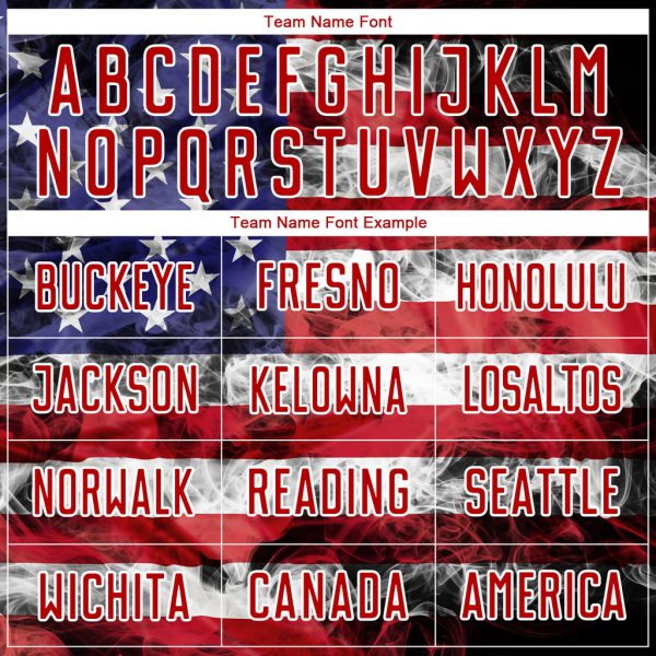 Custom White Royal-Red American Flag Fashion Round Neck Sublimation Basketball Suit Jersey - Image 3