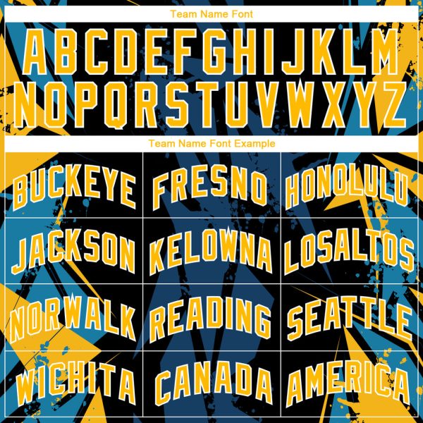 Custom Black Gold-Blue 3D Pattern Design Geometric Shapes Authentic Basketball Jersey - Image 3