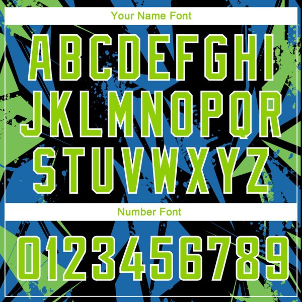 Custom Black Neon Green-Blue 3D Pattern Design Geometric Shapes Authentic Basketball Jersey - Image 4