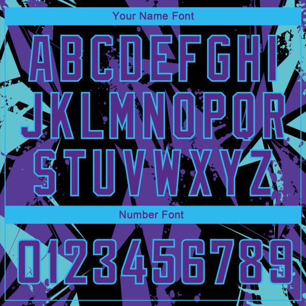 Custom Black Purple-Sky Blue 3D Pattern Design Geometric Shapes Authentic Basketball Jersey - Image 4
