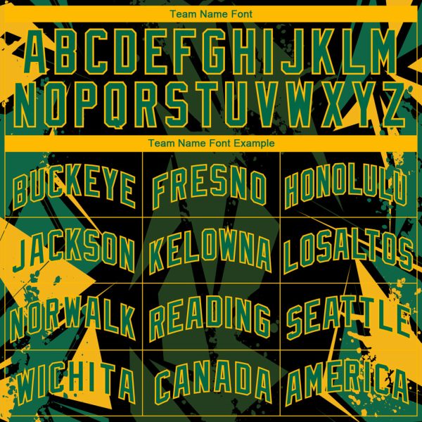 Custom Black Kelly Green-Gold 3D Pattern Design Geometric Shapes Authentic Basketball Jersey - Image 3
