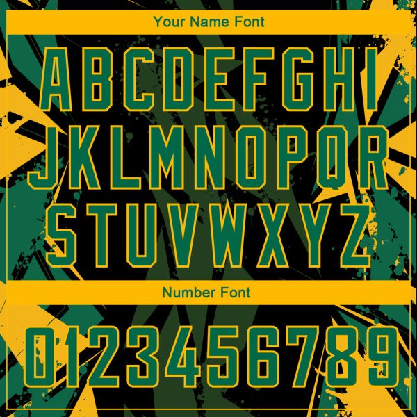 Custom Black Kelly Green-Gold 3D Pattern Design Geometric Shapes Authentic Basketball Jersey - Image 4