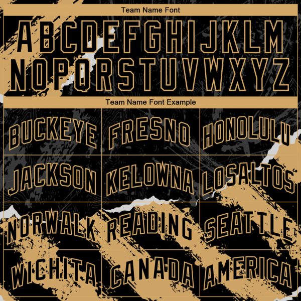 Custom Black Old Gold 3D Pattern Design Torn Paper Style Authentic Basketball Jersey - Image 3