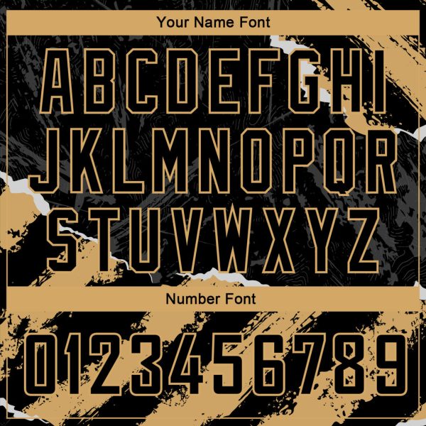 Custom Black Old Gold 3D Pattern Design Torn Paper Style Authentic Basketball Jersey - Image 4