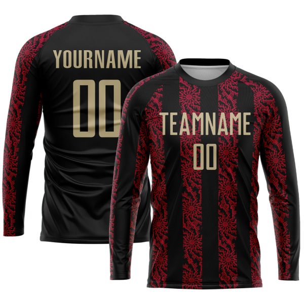 Custom Black Vegas Gold-Red Sublimation Soccer Uniform Jersey - Image 3