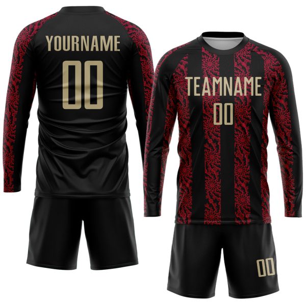 Custom Black Vegas Gold-Red Sublimation Soccer Uniform Jersey - Image 4