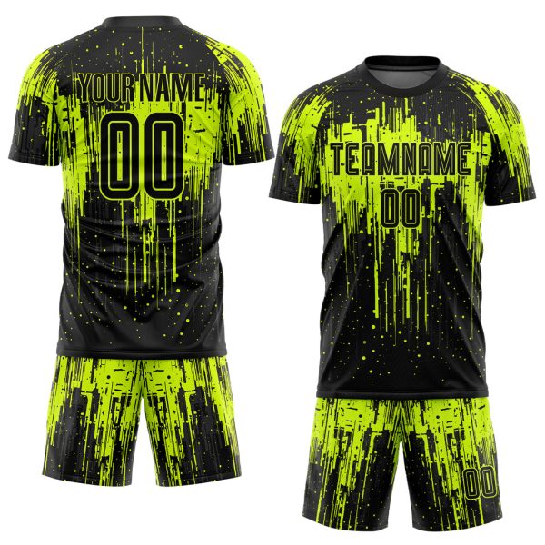 Custom Neon Green Black Sublimation Soccer Uniform Jersey - Image 2