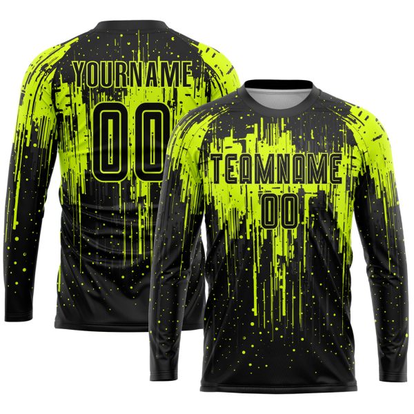 Custom Neon Green Black Sublimation Soccer Uniform Jersey - Image 3