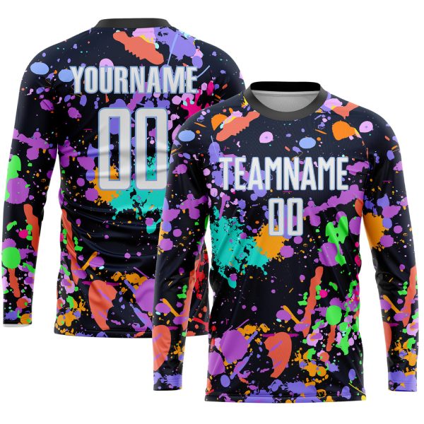 Custom Graffiti Pattern White-Light Blue Sublimation Soccer Uniform Jersey - Image 3