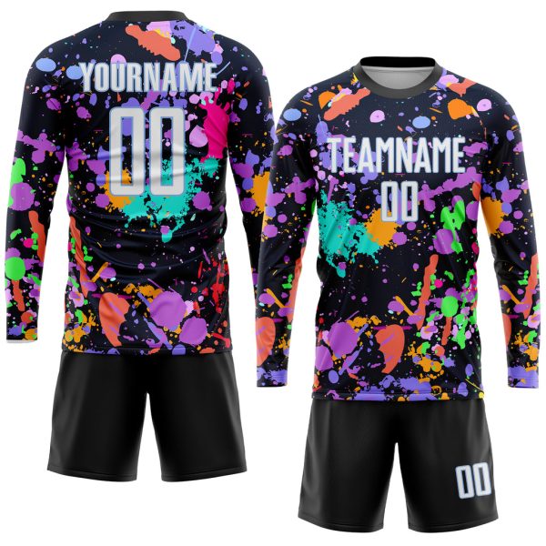 Custom Graffiti Pattern White-Light Blue Sublimation Soccer Uniform Jersey - Image 4