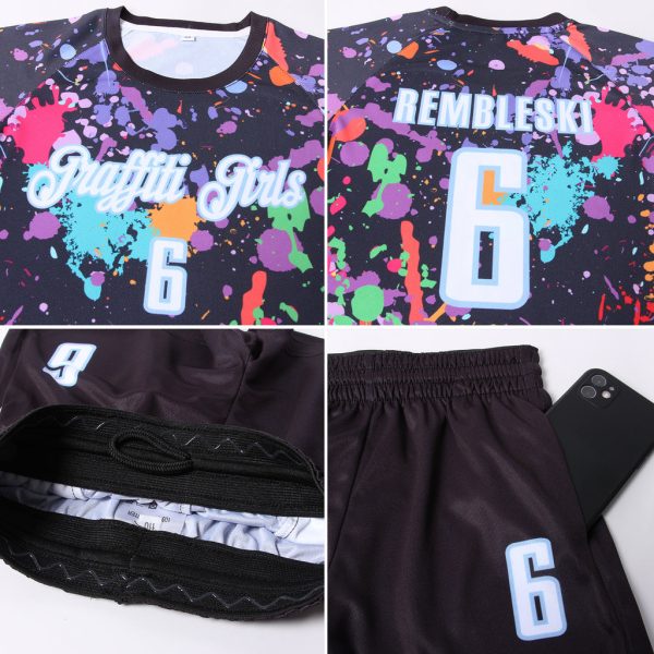 Custom Graffiti Pattern White-Light Blue Sublimation Soccer Uniform Jersey - Image 8