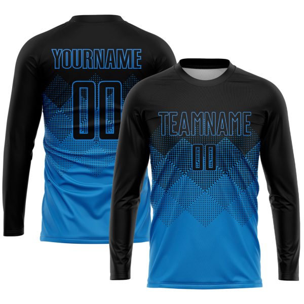 Custom Blue Black Sublimation Soccer Uniform Jersey - Image 3