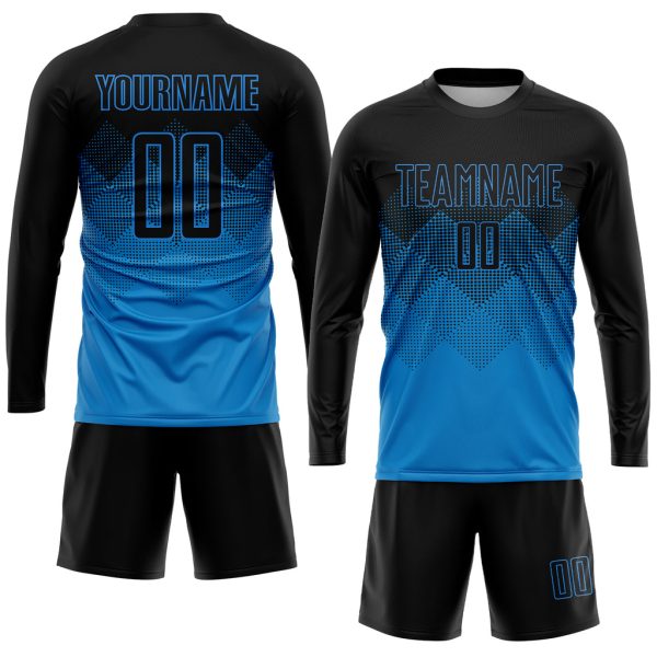 Custom Blue Black Sublimation Soccer Uniform Jersey - Image 4