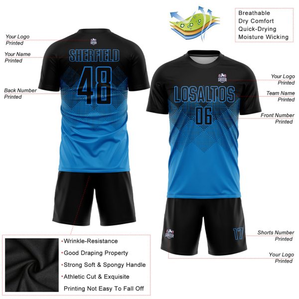 Custom Blue Black Sublimation Soccer Uniform Jersey - Image 5
