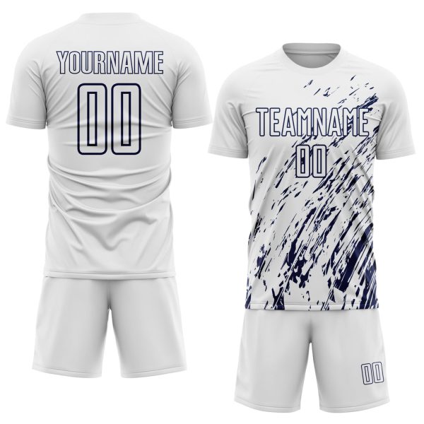 Custom White Navy Sublimation Soccer Uniform Jersey - Image 2