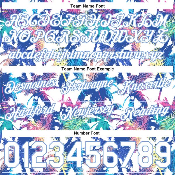 Custom White White-Light Blue 3D Pattern Design Palm Trees Authentic Basketball Shorts - Image 3